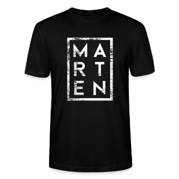 Marten Minimalismus - Stanley/Stella Unisex Bio-T-Shirt CRAFTER - Schwarz - Vorne - Alina (178cm) & Michal (187cm)