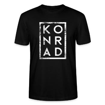 Konrad Minimalismus - Stanley/Stella Unisex Bio-T-Shirt CRAFTER - Schwarz - Vorne - Alina (178cm) & Michal (187cm)