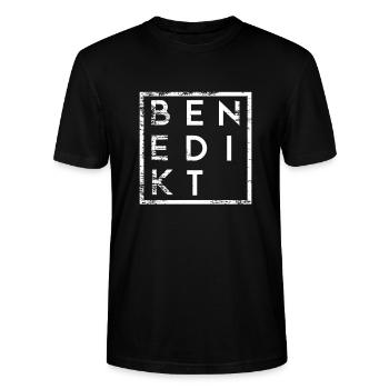 Benedikt Minimalismus - Stanley/Stella Unisex Bio-T-Shirt CRAFTER - Schwarz - Vorne - Alina (178cm) & Michal (187cm)