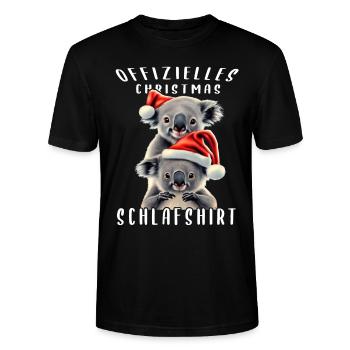 offizielles Christmas Schlafshirt Koala - Stanley/Stella Unisex Bio-T-Shirt CRAFTER - Schwarz - Vorne - Alina (178cm) & Michal (187cm)