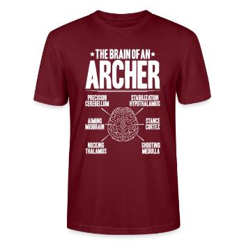Bogenschütze Bogenschießen Bogen Archer Tir à l’arc - T-shirt bio CRAFTER Stanley Stella Unisexe - bordeaux - Devant - Alina (178cm) & Michal (187cm)