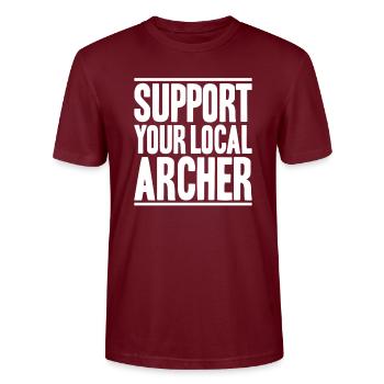Bogenschütze Bogenschießen Bogen Archer Tir à l’arc - T-shirt bio CRAFTER Stanley Stella Unisexe - bordeaux - Devant - Alina (178cm) & Michal (187cm)
