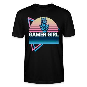 Gamer Girl Rétro - T-shirt bio CRAFTER Stanley Stella Unisexe - noir - Devant - Alina (178cm) & Michal (187cm)
