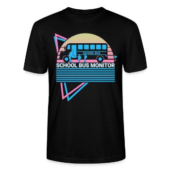 Schulbus-Monitor Retro - Stanley/Stella Unisex Bio-T-Shirt CRAFTER - Schwarz - Vorne - Alina (178cm) & Michal (187cm)