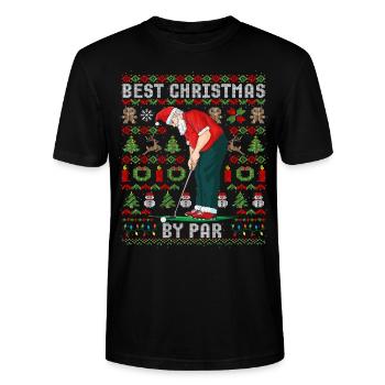 Ugly Christmas Golf Weihnachten Golfer - Stanley/Stella Unisex Bio-T-Shirt CRAFTER - Schwarz - Vorne - Alina (178cm) & Michal (187cm)