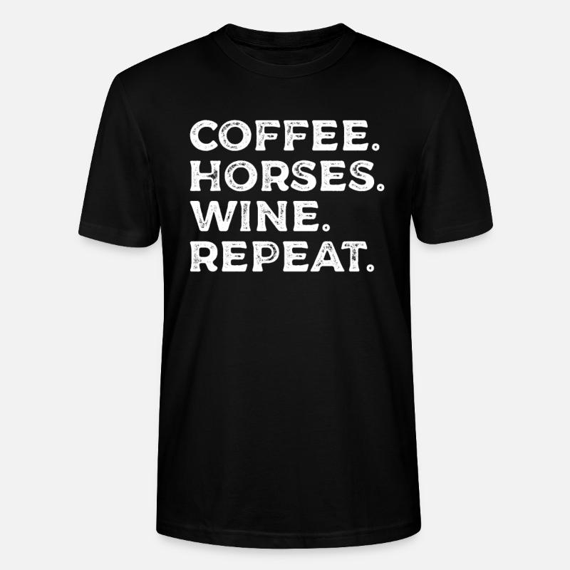 Café Chevaux Vin Répéter Équitation - T-shirt bio CRAFTER Stanley Stella Unisexe - noir