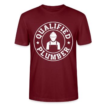 Plombier de construction - T-shirt bio CRAFTER Stanley Stella Unisexe - bordeaux - Devant - Alina (178cm) & Michal (187cm)
