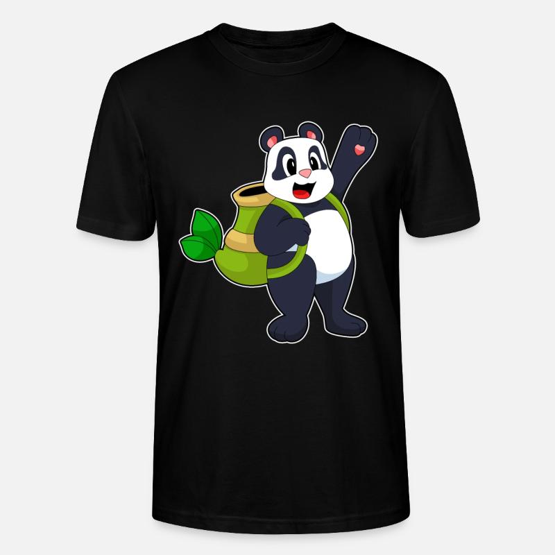 Panda Bamboo Backpack - Stanley/Stella CRAFTER Unisex Organic T-Shirt - black