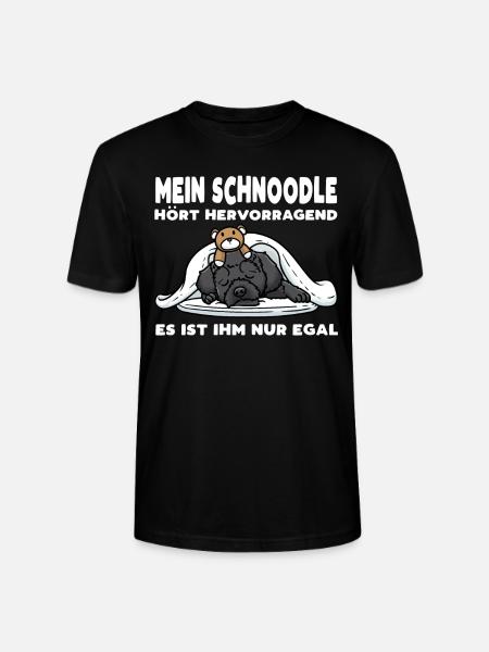 Schnoodle Hund Mit Kuscheltier - Stanley/Stella Unisex Bio-T-Shirt CRAFTER - Schwarz