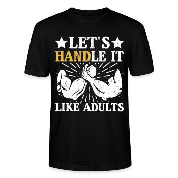 Bras de fer de fer - T-shirt bio CRAFTER Stanley Stella Unisexe - noir - Devant - Alina (178cm) & Michal (187cm)