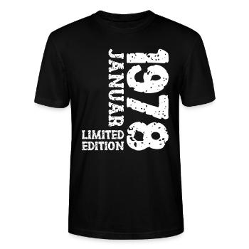 1978 Januar Limited Edition Deko Geburtstag Outfit - Stanley/Stella Unisex Bio-T-Shirt CRAFTER - Schwarz - Vorne - Alina (178cm) & Michal (187cm)