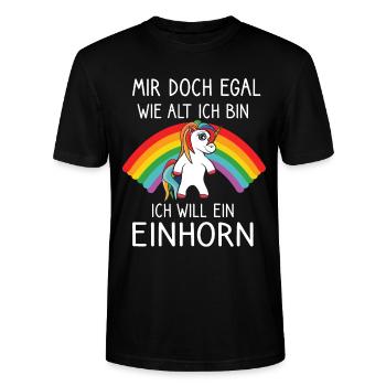 Ist Mir Doch Egal lustige Sprüche mit Einhorn - Stanley/Stella Unisex Bio-T-Shirt CRAFTER - Schwarz - Vorne - Alina (178cm) & Michal (187cm)