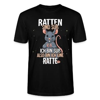 Ratten Sind Süß Ratte - Stanley/Stella Unisex Bio-T-Shirt CRAFTER - Schwarz - Vorne - Alina (178cm) & Michal (187cm)