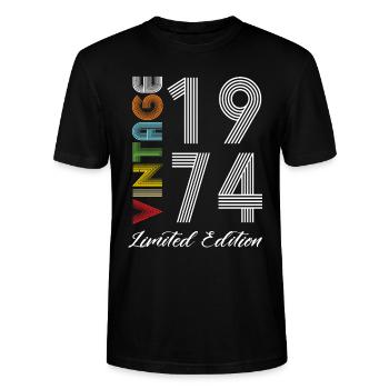 Vintage 1974 Vintage Geburtstag Retro Vintage - Stanley/Stella Unisex Bio-T-Shirt CRAFTER - Schwarz - Vorne - Alina (178cm) & Michal (187cm)