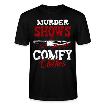 Murder Shows and Comfy Clothes - Stanley/Stella CRAFTER Unisex Organic T-Shirt - black - Front - Alina (178cm) & Michal (187cm)