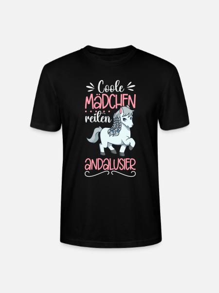 Coole Mädchen reiten Andalusier - Stanley/Stella Unisex Bio-T-Shirt CRAFTER - Schwarz