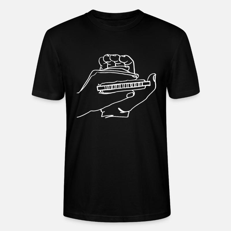 Harmonica Oneline Art - Joueur d’harmonica - T-shirt bio CRAFTER Stanley Stella Unisexe - noir