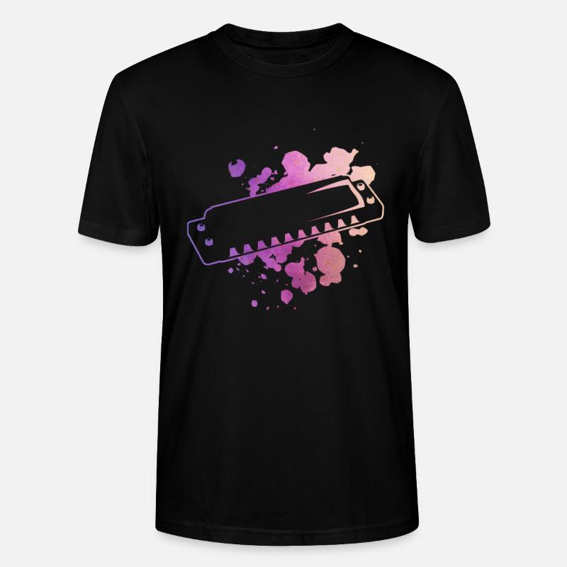 Aquarelle Harmonica - Harmoniciste - T-shirt bio CRAFTER Stanley Stella Unisexe - noir