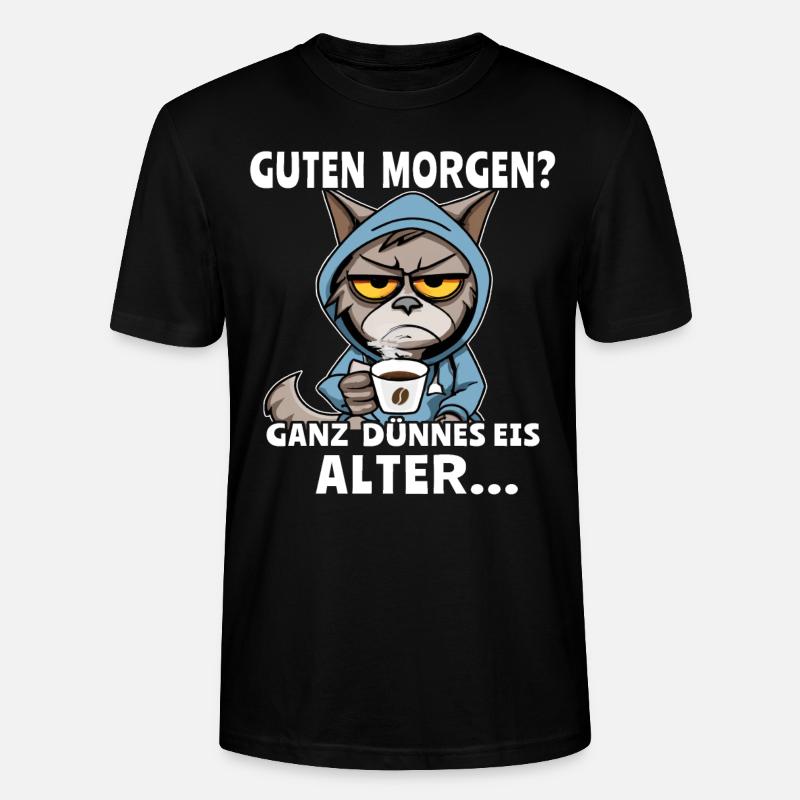 Katze Kaffee Morgenmuffel - Stanley/Stella Unisex Bio-T-Shirt CRAFTER - Schwarz