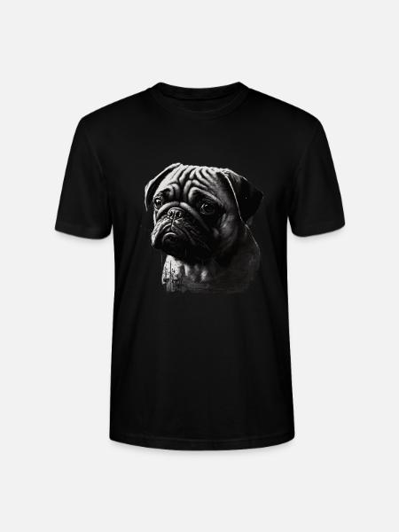 Mops-schablonen-design Weiß Und Schwarz - Stanley/Stella Unisex Bio-T-Shirt CRAFTER - Schwarz