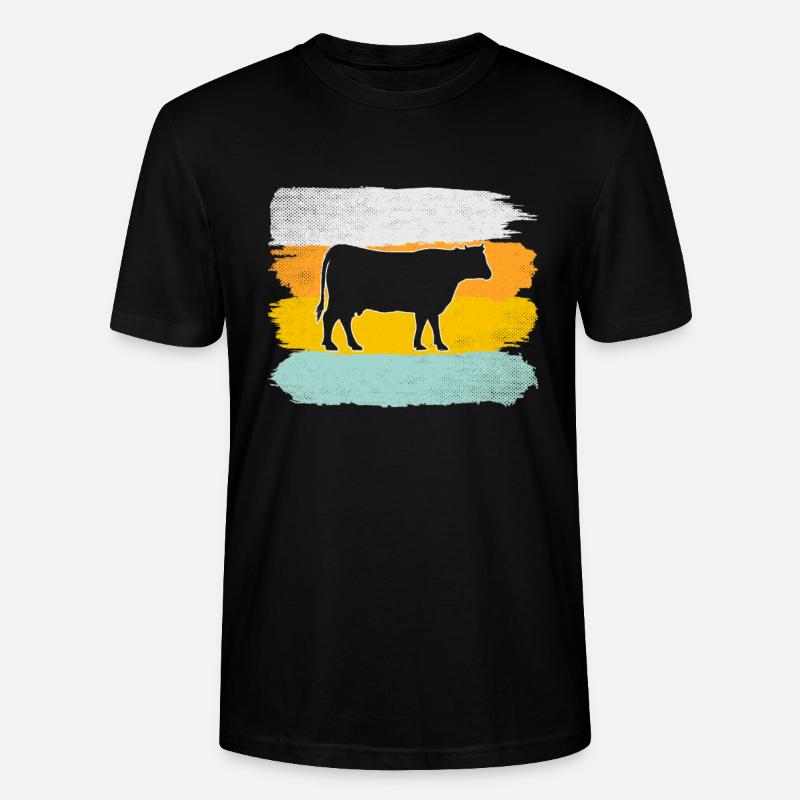 Kuh Retro - Stanley/Stella Unisex Bio-T-Shirt CRAFTER - Schwarz