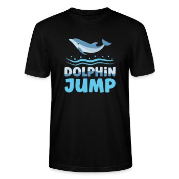 Dolphin Jump Meeresbiologe Wassertier - Stanley/Stella Unisex Bio-T-Shirt CRAFTER - Schwarz - Vorne - Alina (178cm) & Michal (187cm)