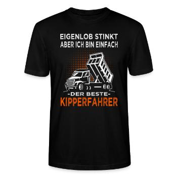 Bester Kipperfahrer - Kipper - Muldenkipper - Stanley/Stella Unisex Bio-T-Shirt CRAFTER - Schwarz - Vorne - Alina (178cm) & Michal (187cm)
