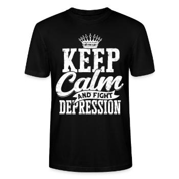 depression depressiv traurig geschenkidee unglückl - Stanley/Stella Unisex Bio-T-Shirt CRAFTER - Schwarz - Vorne - Alina (178cm) & Michal (187cm)