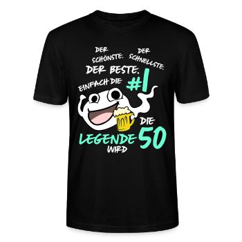 Die Legende Wird 50 Jahre - Stanley/Stella Unisex Bio-T-Shirt CRAFTER - Schwarz - Vorne - Alina (178cm) & Michal (187cm)