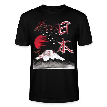 Japan Landschaft japanische Kunst - Stanley/Stella Unisex Bio-T-Shirt CRAFTER - Schwarz - Vorne - Alina (178cm) & Michal (187cm)