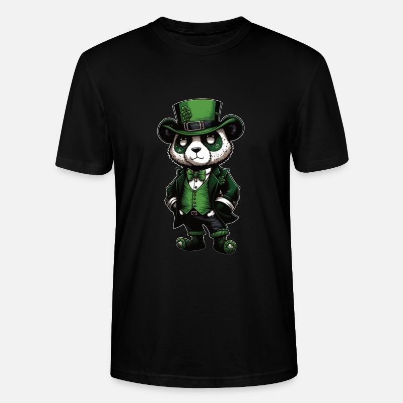 Motif de la Saint-Patrick, PANDA - T-shirt bio CRAFTER Stanley Stella Unisexe - noir