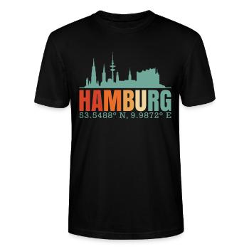 Hamburg - Stanley/Stella Unisex Bio-T-Shirt CRAFTER - Schwarz - Vorne - Alina (178cm) & Michal (187cm)