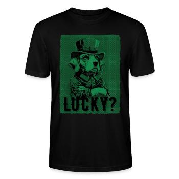 Chanceux? Beagle Dog St. Patty - T-shirt bio CRAFTER Stanley Stella Unisexe - noir - Devant - Alina (178cm) & Michal (187cm)