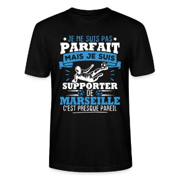 Pas parfait mais je suis supporter de marseille - T-shirt bio CRAFTER Stanley Stella Unisexe - noir - Devant - Alina (178cm) & Michal (187cm)