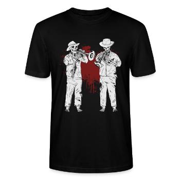 Trompetenspieler Big Band Orchester Musik Trompete - Stanley/Stella Unisex Bio-T-Shirt CRAFTER - Schwarz - Vorne - Alina (178cm) & Michal (187cm)