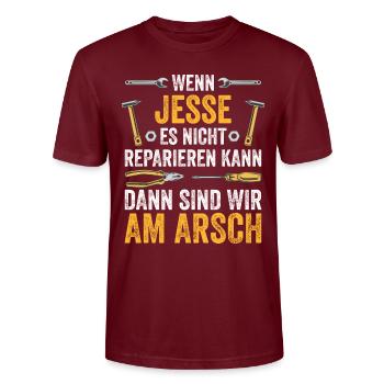 Lustiges Jesse Handwerker Heimwerker Sprüche - Stanley/Stella Unisex Bio-T-Shirt CRAFTER - Burgunderrot - Vorne - Alina (178cm) & Michal (187cm)