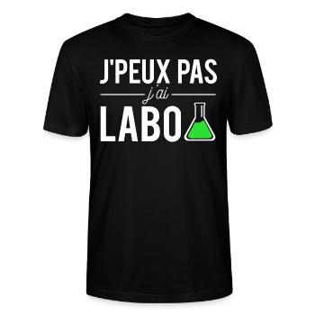 J'Peux Pas J'ai Labo Chimiste Humour - T-shirt bio CRAFTER Stanley Stella Unisexe - noir - Devant - Alina (178cm) & Michal (187cm)