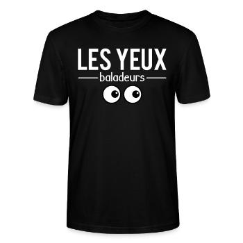 Les Yeux Baladeurs Dragueur Humour - T-shirt bio CRAFTER Stanley Stella Unisexe - noir - Devant - Alina (178cm) & Michal (187cm)