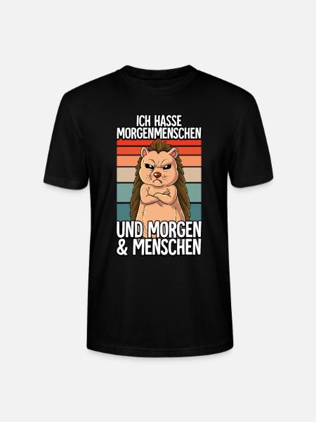 Ich Hasse Morgenmenschen Igel - Stanley/Stella Unisex Bio-T-Shirt CRAFTER - Schwarz
