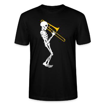Posaune Skelett Posaunist Posaunen - Stanley/Stella Unisex Bio-T-Shirt CRAFTER - Schwarz - Vorne - Alina (178cm) & Michal (187cm)