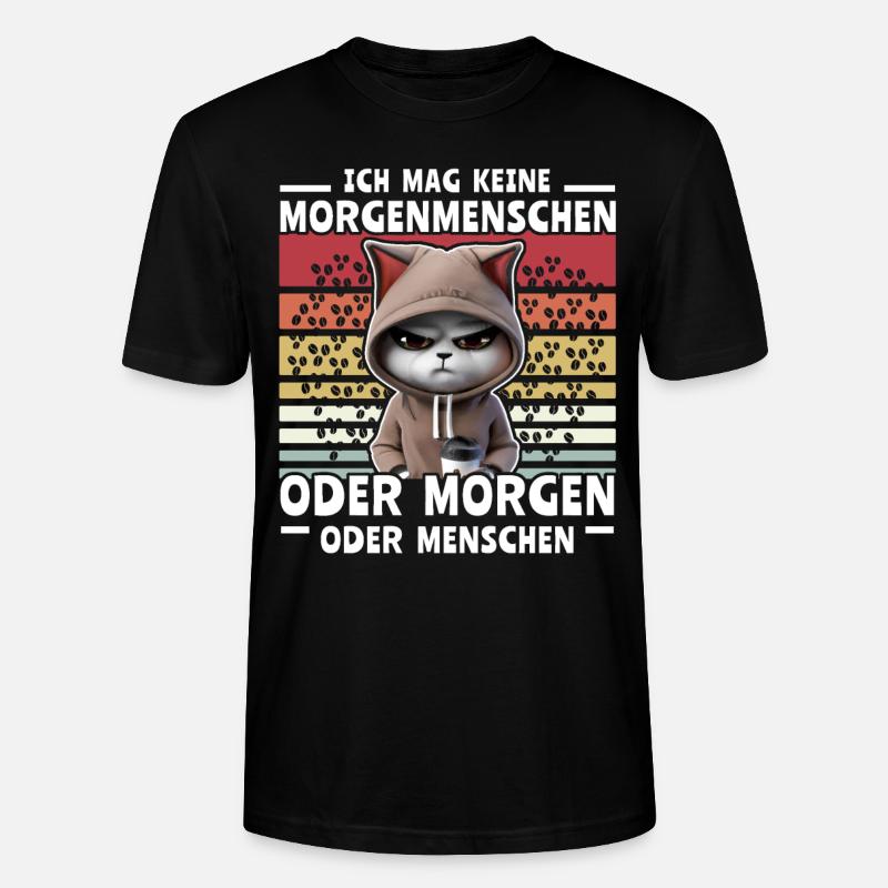 Katze Kaffee Morgenmenschen - Stanley/Stella Unisex Bio-T-Shirt CRAFTER - Schwarz