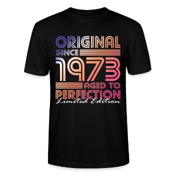 50th birthday born 1973 Original Since 1973 - Stanley/Stella CRAFTER Unisex Organic T-Shirt - black - Front - Alina (178cm) & Michal (187cm)