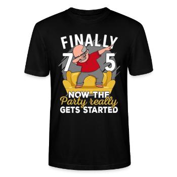 75 års fødselsdag mand 75 år 75. 75er bedstefar - Stanley Stella CRAFTER unisex økologisk-T-shirt - sort - Foran - Alina (178cm) & Michal (187cm)
