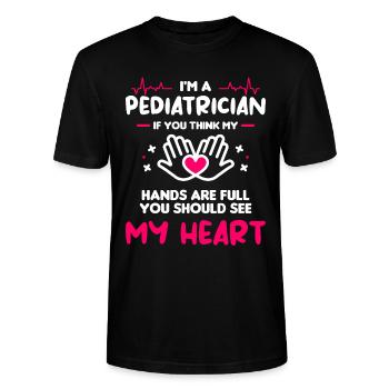Ich bin ein Kinderarzt, wenn Sie denken, dass meine Hände voll sind - Stanley/Stella Unisex Bio-T-Shirt CRAFTER - Schwarz - Vorne - Alina (178cm) & Michal (187cm)