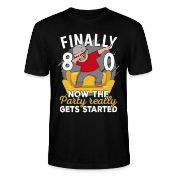 80th birthday man 80 years old 80th 80s grandpa - Stanley/Stella CRAFTER Unisex Organic T-Shirt - black - Front - Alina (178cm) & Michal (187cm)