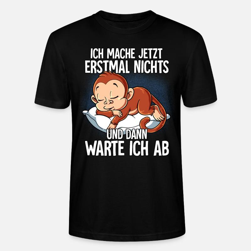 Langschläfer Affe Müde Schlaf - Stanley/Stella Unisex Bio-T-Shirt CRAFTER - Schwarz