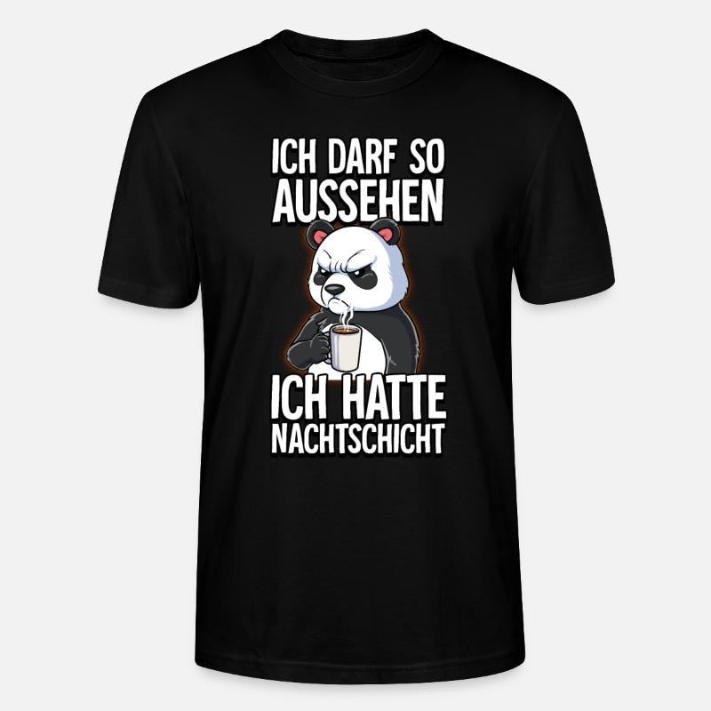 Ich Hatte Nachtschicht Kaffee Panda - Stanley/Stella Unisex Bio-T-Shirt CRAFTER - Schwarz