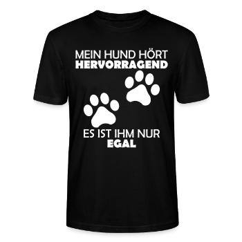 Mein Hund hört hervorragend es ist ihm nur egal - Stanley/Stella Unisex Bio-T-Shirt CRAFTER - Schwarz - Vorne - Alina (178cm) & Michal (187cm)