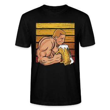 Musculation - Poids lourds et shakes protéinés - T-shirt bio CRAFTER Stanley Stella Unisexe - noir - Devant - Alina (178cm) & Michal (187cm)