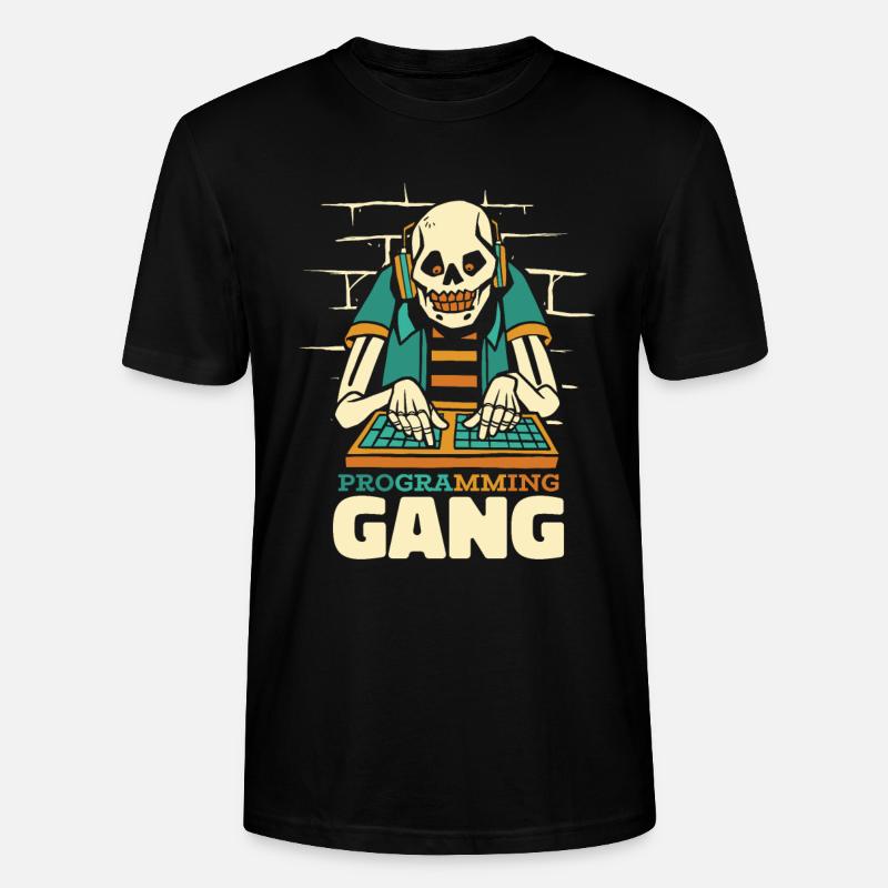 Développeur Coder Programmeur Squelette - T-shirt bio CRAFTER Stanley Stella Unisexe - noir